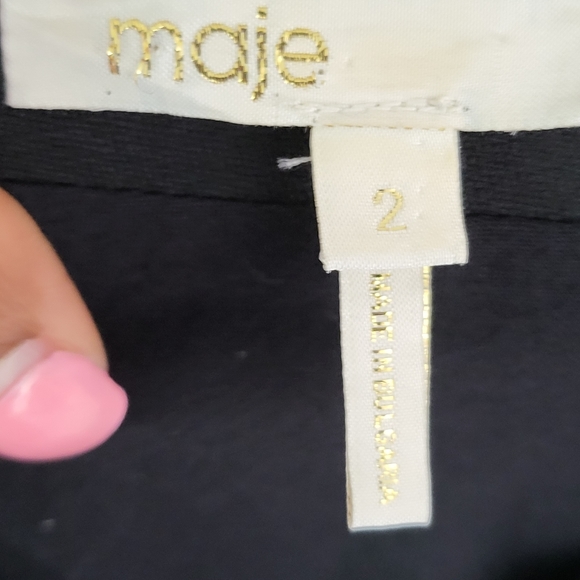 Maje Women's one Shoulder Sheath Dress Solid Black Size 2 Side Zip - Picture 10 of 12